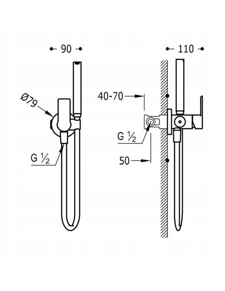 Bateria bidetowa Tres Slim srebrny 20212002D