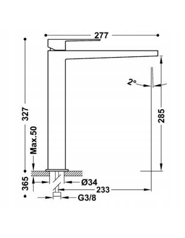 Bateria umywalkowa stojąca Tres Slim Exclusive srebrny 20210305