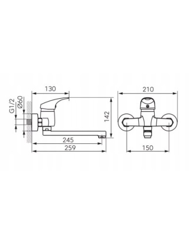 Ferro One bateria zlewozmywakowa ścienna BFO5