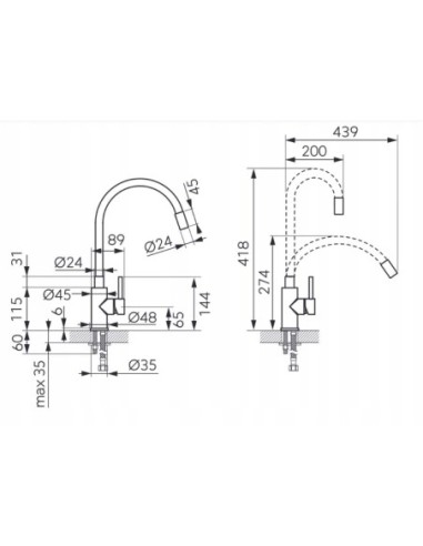 Ferro Zumba INOX bateria zlewozmywakowa BZA4WSS