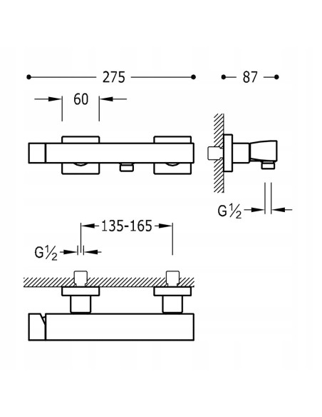 Bateria prysznicowa Tres Slim Exclusive srebrny 20216701