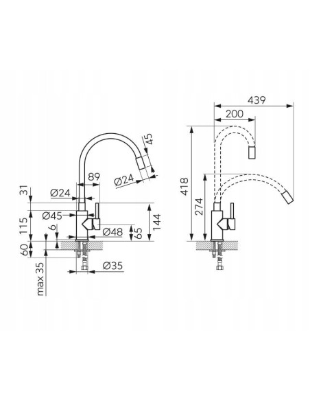 Ferro Zumba Nero bateria zlewozmywakowa BZA4BLB