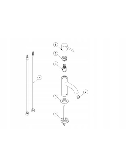 Bateria umywalkowa stojąca Tres STUDY EXCLUSIVE srebrny 26290301BM
