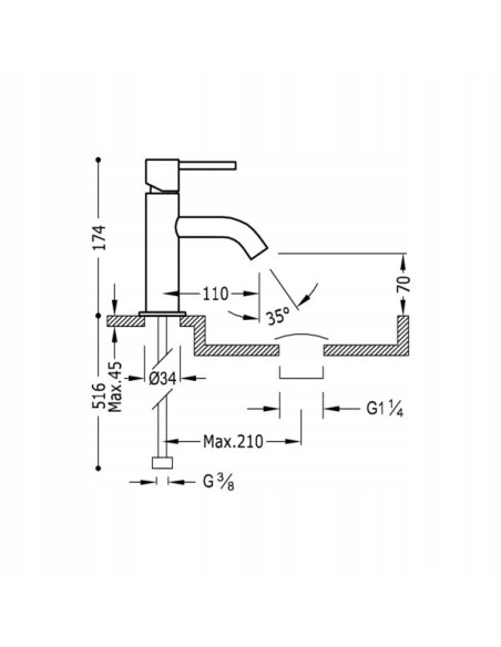 Bateria umywalkowa stojąca Tres STUDY EXCLUSIVE srebrny 26290301BM