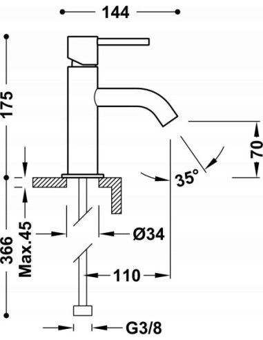 Bateria umywalkowa stojąca Tres Study stal 26290301AC