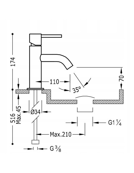 Bateria umywalkowa stojąca Tres Study stal 26290301AC
