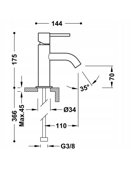 Bateria umywalkowa stojąca Tres Study metalizowany czarny 26290301KM
