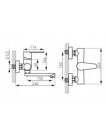 Ferro Algeo bateria umywalkowa ścienna chrom BAG3