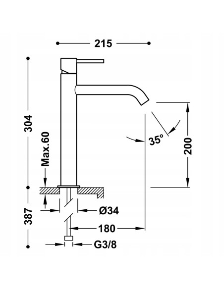 Bateria umywalkowa stojąca Tres Study Colors czarny 26230701NM