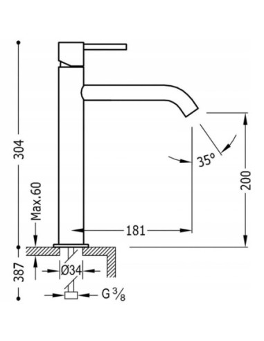 Bateria umywalkowa stojąca Tres Study-Colors złoty 26230701OM