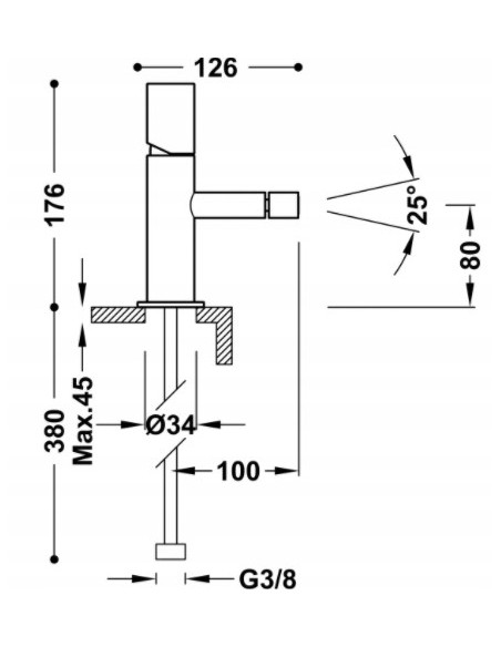 Bateria bidetowa Tres Study srebrny 26112001