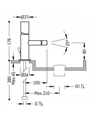 Bateria bidetowa Tres STUDY srebrny 26112001D