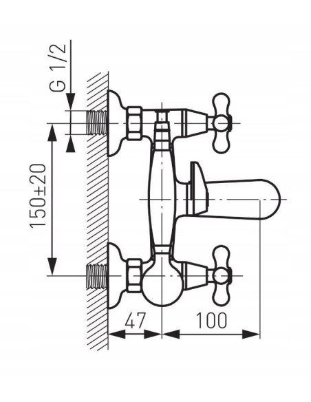Ferro Retro bateria wannowa ścienna chrom XR11