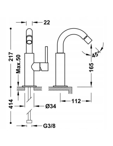 Bateria bidetowa Tres Study Exclusive złoty 26222402OR