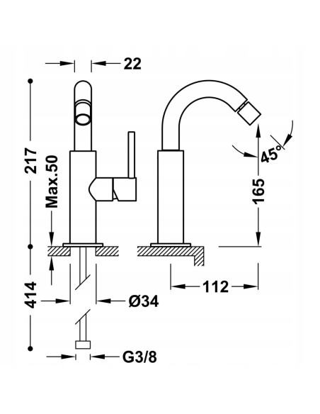 Bateria bidetowa Tres Study Exclusive złoty 26222402OR