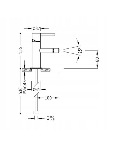 Bateria bidetowa TRES Study Exclusive stal 06212001AC