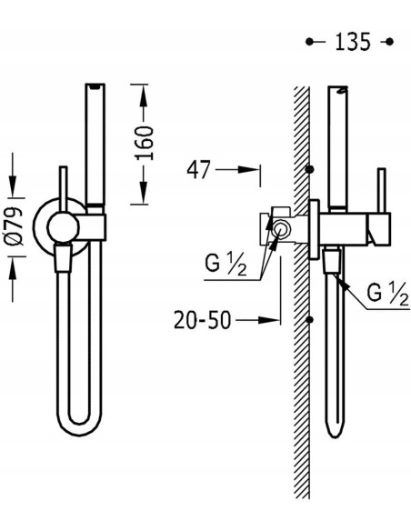 Zestaw prysznicowy podtynkowy Tres Max stal 134123AC