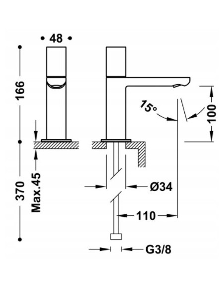 Bateria umywalkowa stojąca Tres czarny 21150301NM