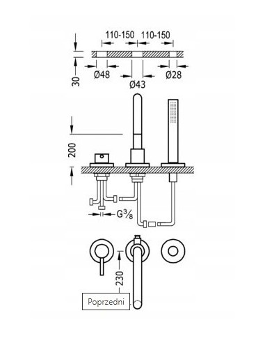 Bateria wannowa jednouchwytowa Tres Study Exclusive srebrny 26215001