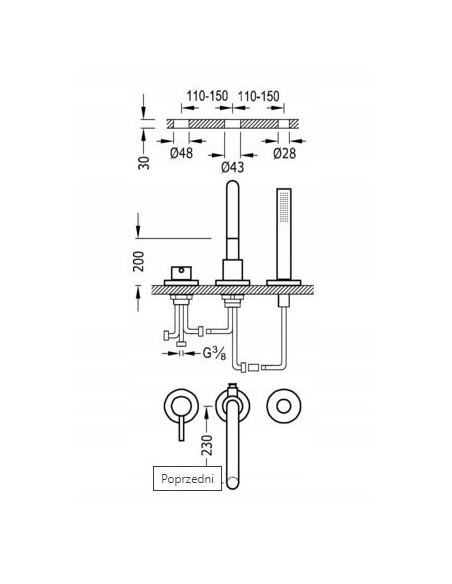 Bateria wannowa jednouchwytowa Tres Study Exclusive srebrny 26215001