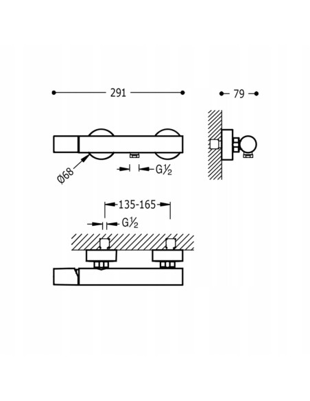 Bateria prysznicowa Tres złoty mat 26116701OM