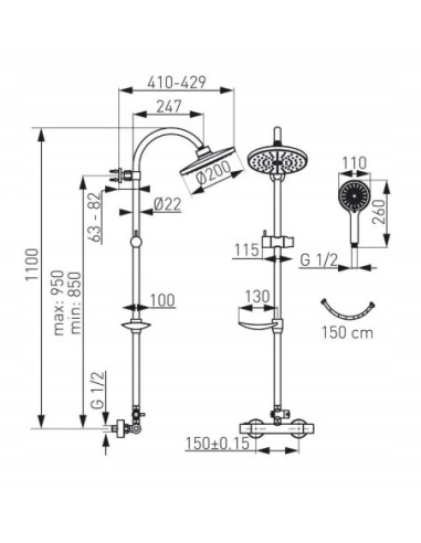 Ferro Zestaw natryskowy TRINITY NP71-TRM7U