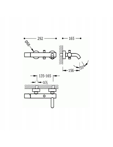 Bateria wannowa jednouchwyt ścienna Tres Study Exclusive czarny 26117001NM