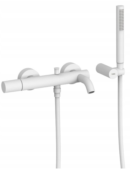 Bateria wannowo-prysznicowa ścienna Tres Study Exclusive biała 26117001BM