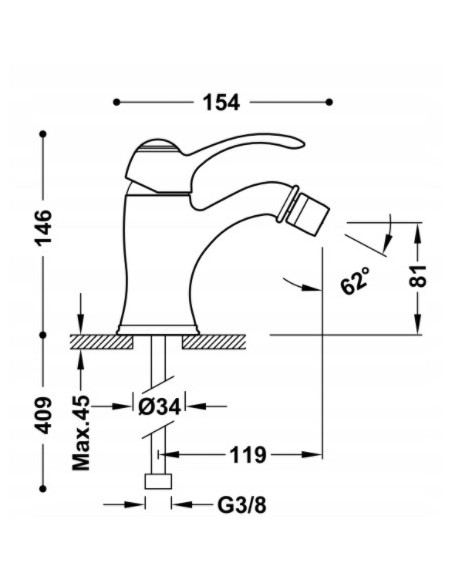 Bateria bidetowa Tres CLASIC srebrny 24212001