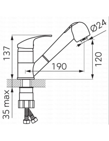 BLUE Bateria kuchenna z wyc. wylewką B020102008