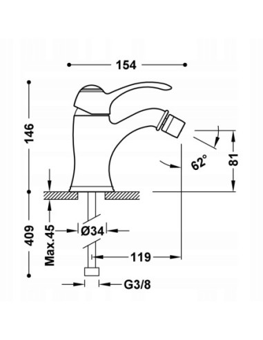 Bateria bidetowa TRES Clasic złoty 24212001OR