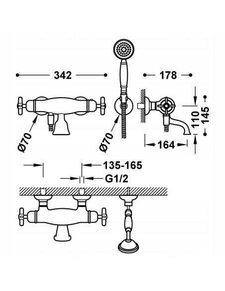 TRES Monoclasic Bateria Termostatyczna Wannowa 24217409OR