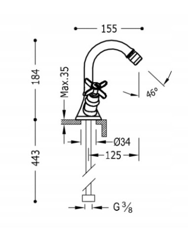Bateria bidetowa Tres CLASIC srebrny 24212201