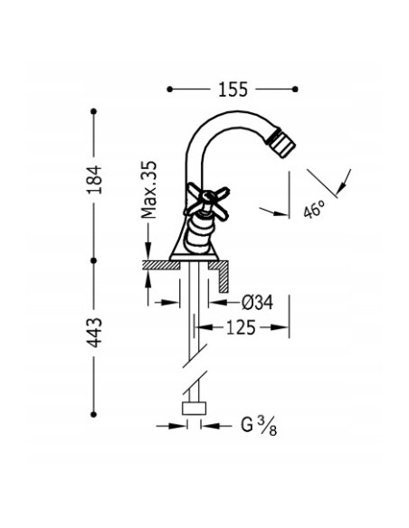 Bateria bidetowa Tres CLASIC srebrny 24212201