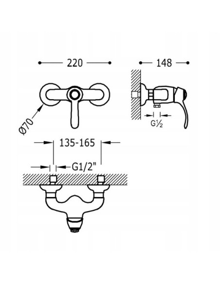 TRES Monoclasic Bateria Natryskowa antyczny mosiądz matowy 24216701LM