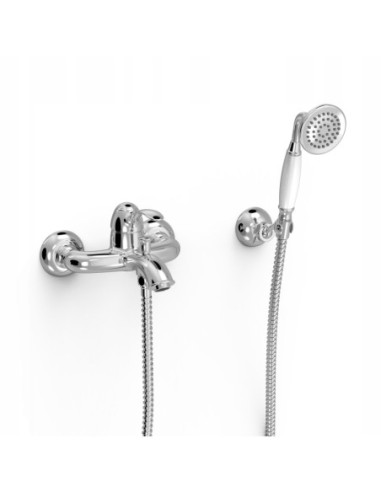 Bateria wanno-prysznicowa ścienna Tres Monoclasic srebrny 24217001