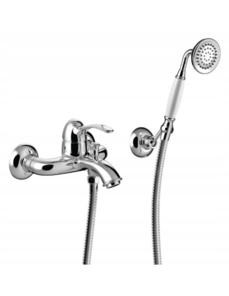 Bateria wanno-prysznicowa ścienna Tres Monoclasic srebrny 24217001