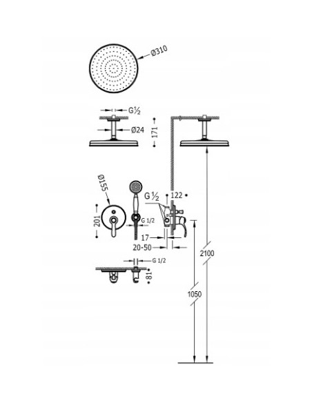 Zestaw prysznicowy podtynkowy Tres 24218004