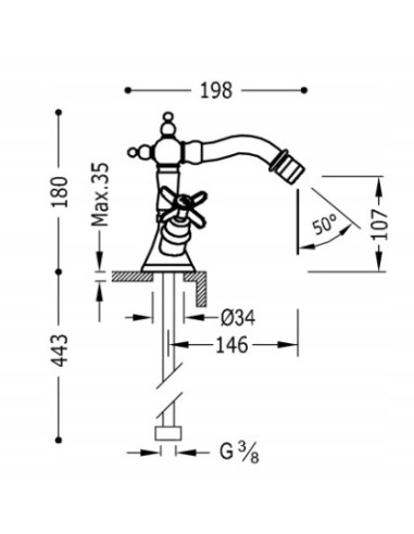 Bateria bidetowa Tres CLASIC srebrny 24212202