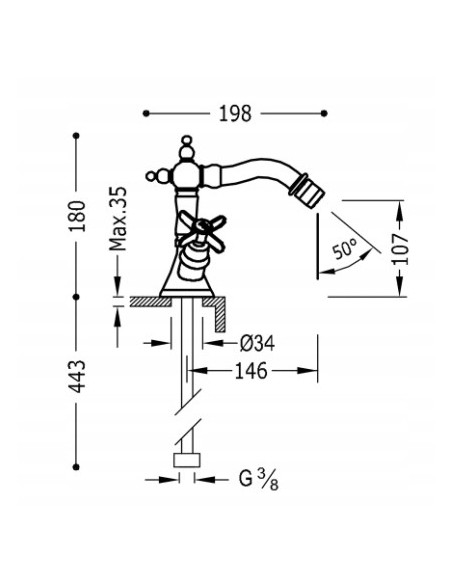 Bateria bidetowa Tres CLASIC srebrny 24212202