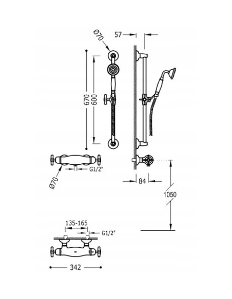 Bateria prysznicowa Tres CLASIC srebrny 24216402