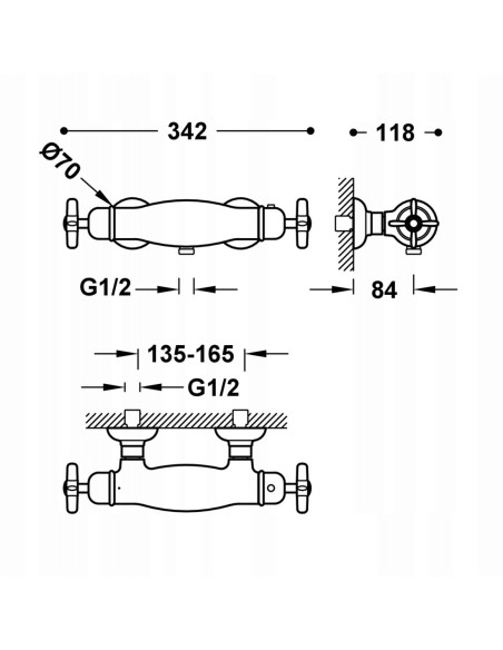 TRES Monoclasic Bateria Termostatyczna prysznicowa złoto 24K 24216409OR