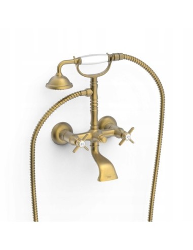 TRES Clasic Bateria dwuuchwytowa ścienna antyczny mosiądz mat 24217601LM