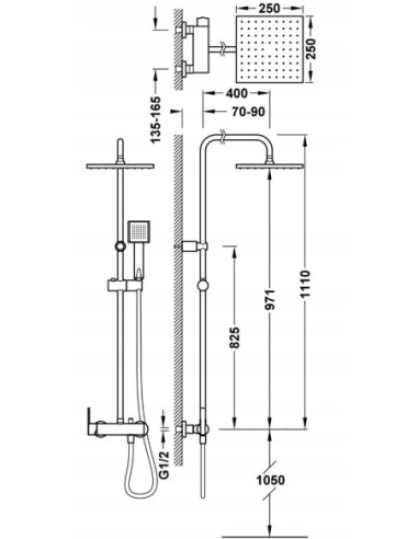 Zestaw prysznicowy natynkowy Tres chrom 8119301