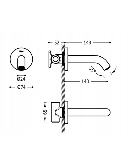TRES Compl Griferia Wylewka stała naścienna 26218004