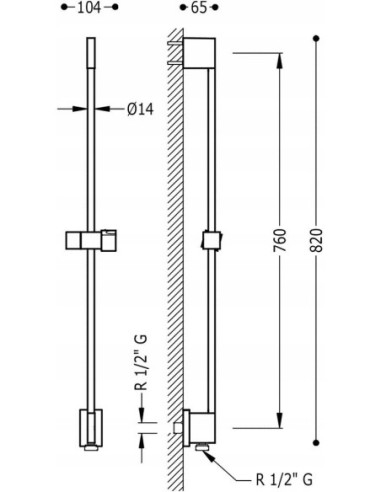 DRĄŻEK PRYSZNICOWY 76 CM CZARNY MAT TRES EXCLUSIVE 03493299NM