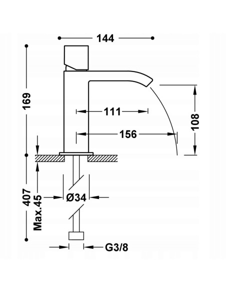 Bateria umywalkowa stojąca Tres Cuadro srebrny 611002