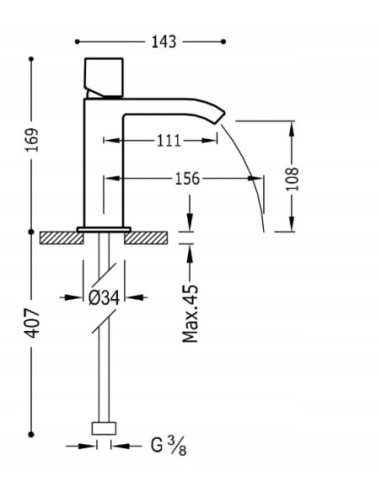 Bateria umywalkowa stojąca Tres Cuadro srebrny 611002