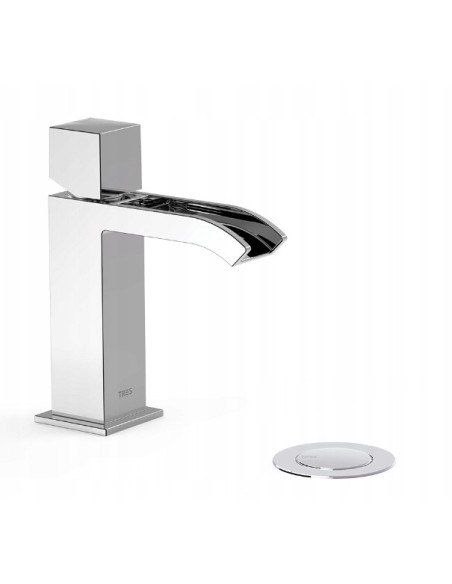 Bateria umywalkowa stojąca Tres Cuadro-Tres srebrny 00611002D