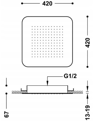 TRES Compl Ducha Deszczownica podtynkowa sufitowa 29951607